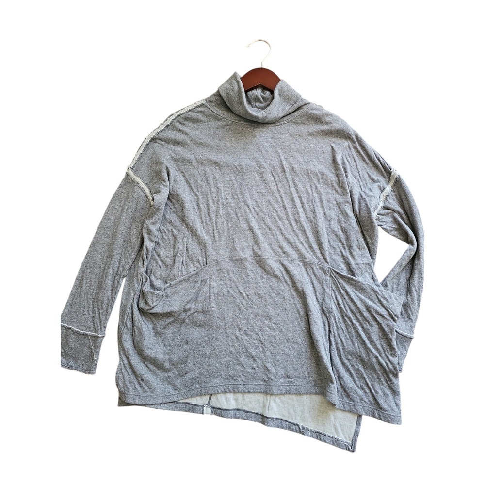 WE THE FREE People Long Flight Slouchy Gray Seamed Pullover Turtleneck Size
